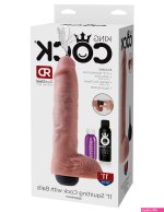 King Cock 11in Squirting Dildo wBalls Beige Pipedream