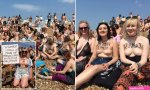 Hundreds strip off in a Free the Nipple protest on Brighton Beach