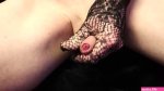 Black Lace Gloves Masturbation Cum