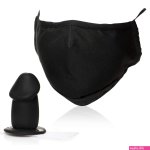 : MASTER SERIES Mouth-Full Premium Silicone Dildo Face Mask for Men Women BDSM Couples. Breathable Cotton Face Mask with Hidden Silicone 2.8 Inch Dildo Gag. Machine Washable