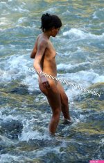 Asian Girl Bathing Naked In River