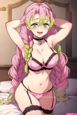 Mitsuri Kanroji in pink lingerie