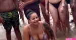 Spring Break revellers boob pops out of bikini as she fights student in beach drill