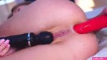 LanaLee DP with 2 domis a dildo