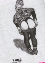 Big Booty Asian Print Ink Drawing Mooning Comic Big Butt Milf Girl Funny Thong