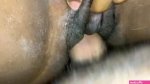 POVClose up view: Asian man fucking petite black pussy