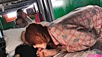 HOSTEL BLOWJOB: the big boobs slut wakes me up with a good blowjob and sucks all my cum
