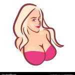 Beautiful girl in pink bra with big boobs Vector Image