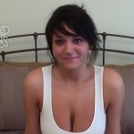 19 Year Old Amateur With Giant DDD Titties Licks the Cameramans Ass