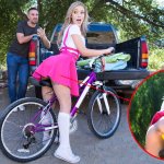 Sexy girl loves riding her bike modified with a dildo attached to her bike seat!