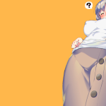 big boobs huge breasts nipples through clothing mature women Namaniku ATK closed eyes anime anime girls ecchi simple background minimalism yellow background Uzaki-chan wa Asobitai! Uzaki Tsuki blush question mark blushing