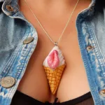 Ice cream vagina pendant vulva polymer clay necklace pussy power Yoni erotic jewelry Gift for lesbian feminist bisexual LGBT pride