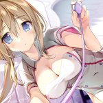 angel blonde hair blue eyes breasts cleavage karory nurse original watermark wings