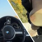 BIG Tits Redhead Give Me a Blowjob while Driving on Highway