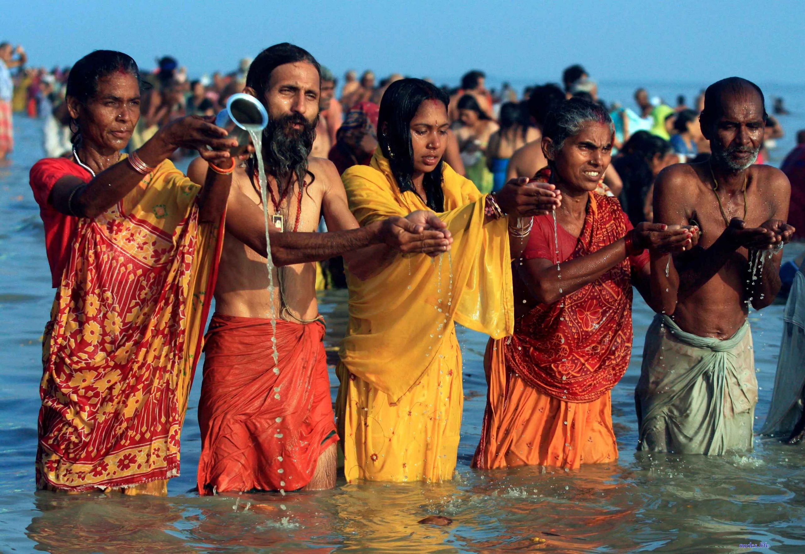 Indin village aunties bathing in river images